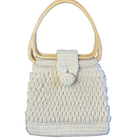 Vintage Handmade Macrame Crochet Lined Bag Purse - Picture 8 of 8